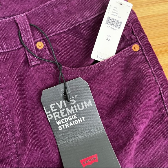 Levi’s Premium Wedgie Straight Corduroy Crop Jeans Potent Purple Anthropologie - Picture 15 of 16